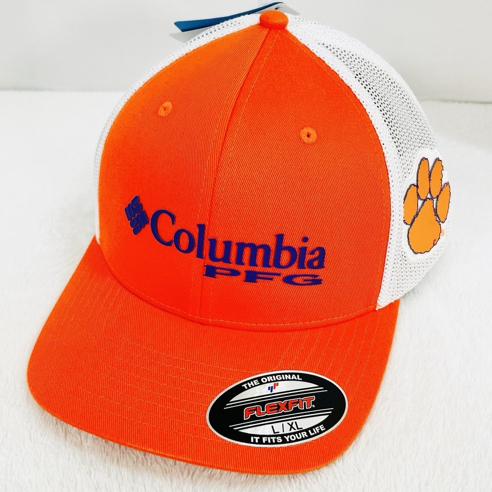 Clemson Tigers Columbia PFG Flexfit Stretch Hat Cap L/XL NCAA Orange College